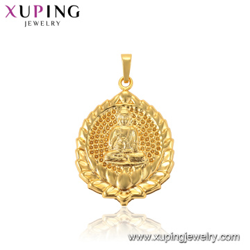 33858 xuping schmuck 24 karat gold plattiert buddhistische kultur figur lotus religiöser anhänger